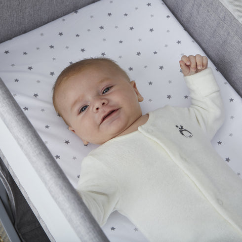 Shnuggle Air Lite Bedside Crib with Mattress- Grey