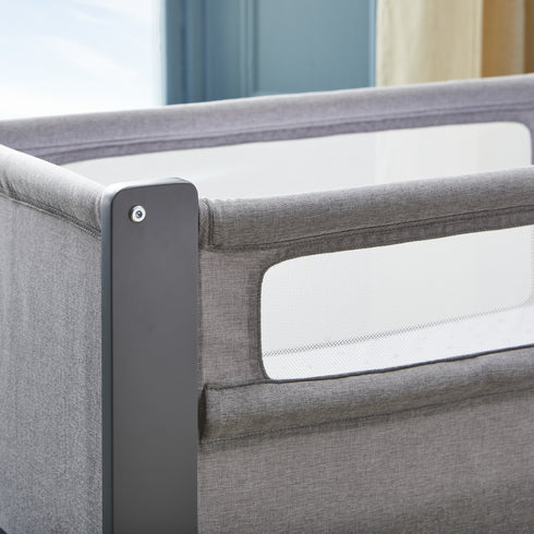 Shnuggle Air Lite Bedside Crib with Mattress- Grey