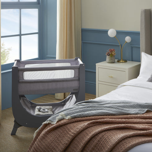 Shnuggle Air Lite Bedside Crib with Mattress- Grey