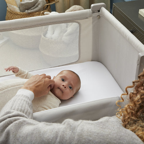 Shnuggle Air Lite Bedside Crib with Mattress- Taupe