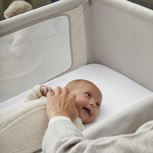 Shnuggle Air Lite Bedside Crib with Mattress- Taupe