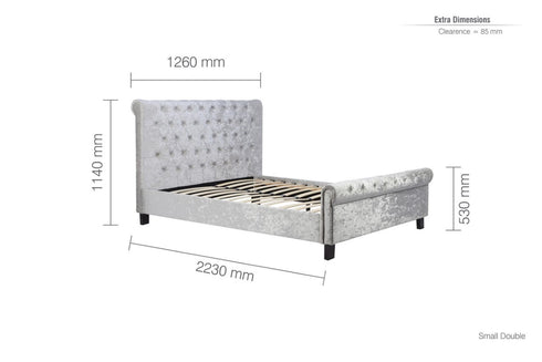 Sienna Fabric Bed Crush Velvet Steel