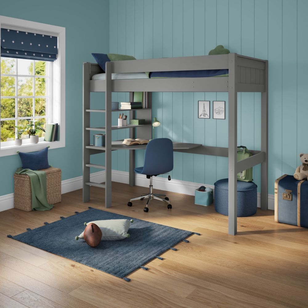 New Classic Highsleeper With Integrated Desk And Shelving Grey