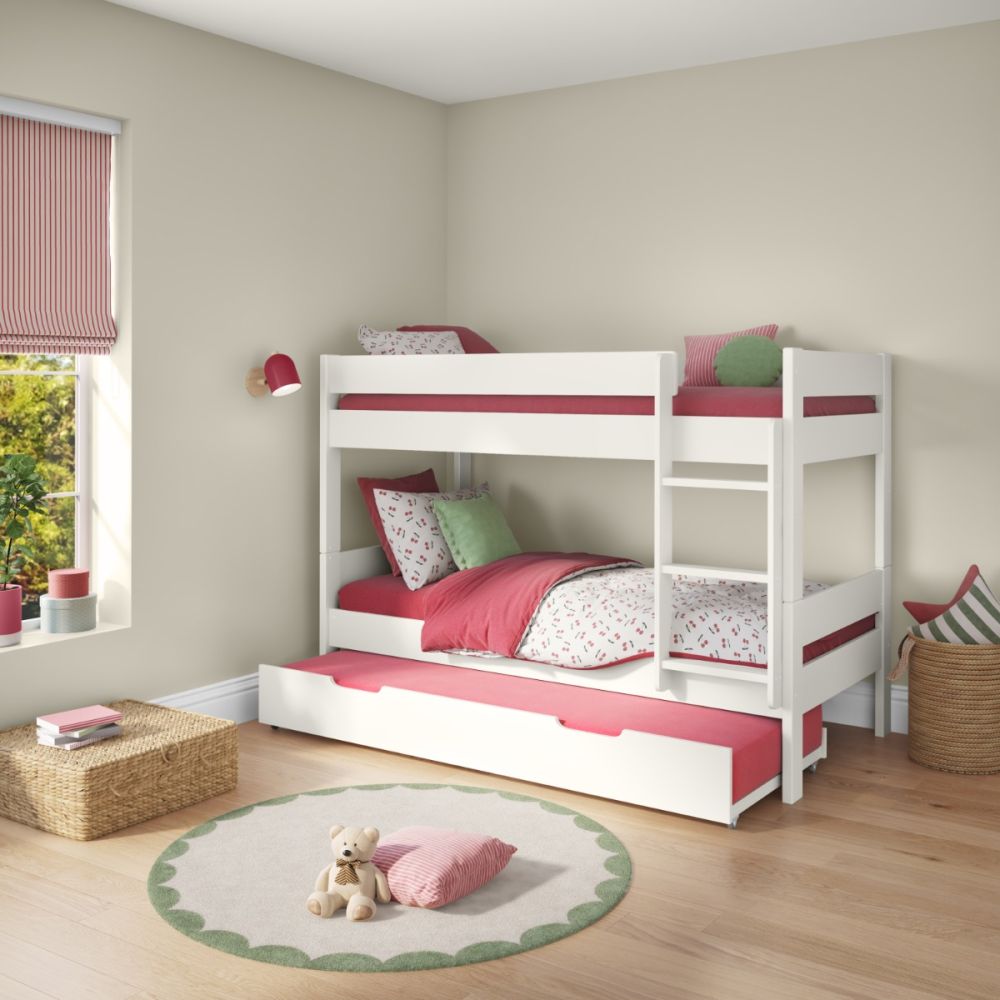 Compact Bunk Bed With Open Trundle White