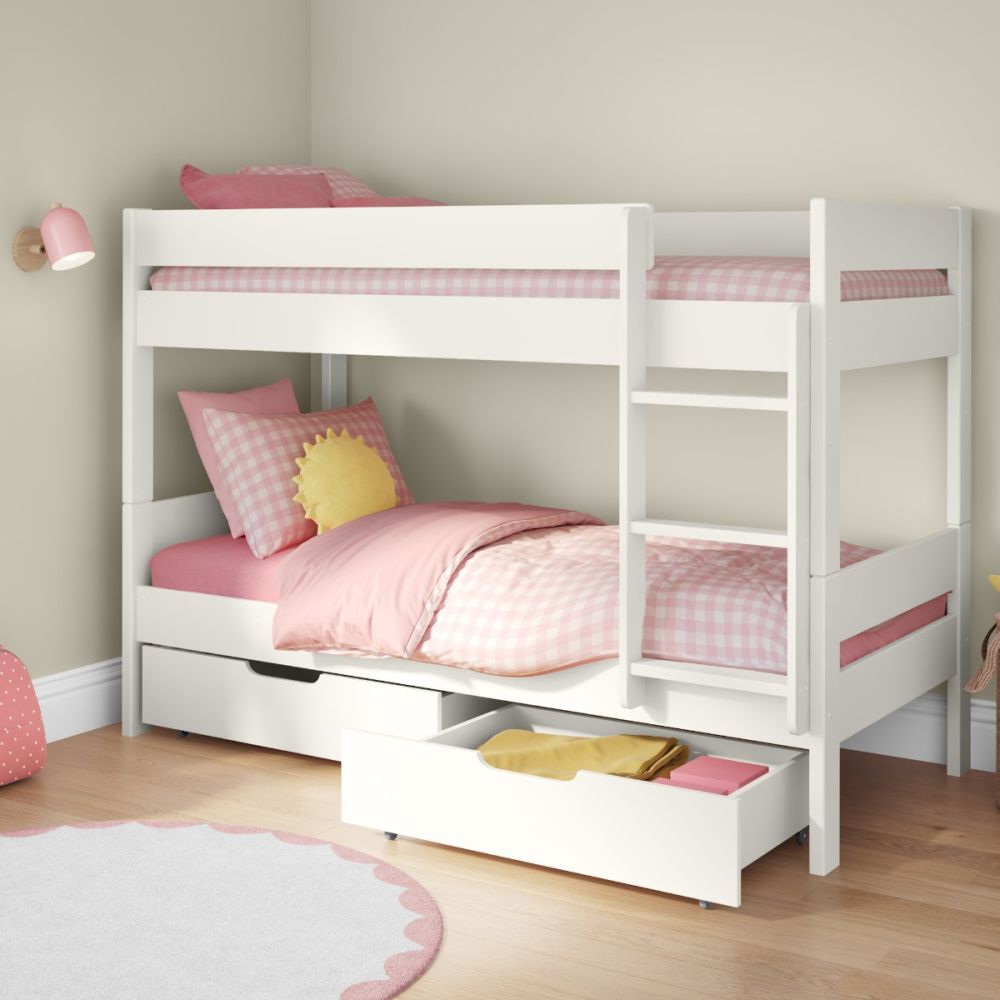 Compact Bunk Bed With A Pair Of Drawers White