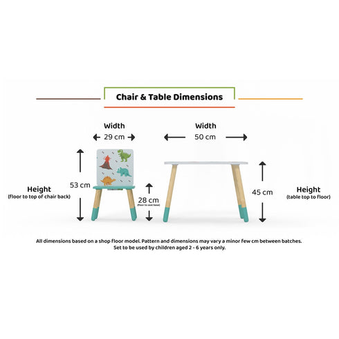 Kidsaw Dinosaur Table & 2 Chairs - Pattern