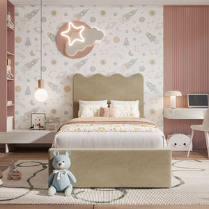 Elara Ottoman Kids Bed Brown Velvet