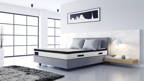 BedzOnline Memory Foam Mattress Pocket Sprung Mattress with 3D Breathable Knitted Fabric and Airy Mesh