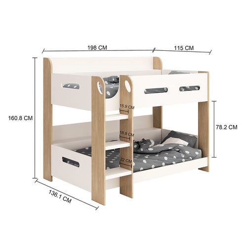 Kidsaw Single Bunk Bed – White/Oak