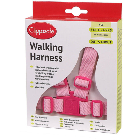 Clippasafe Walking Baby Harness with Reins- Pink