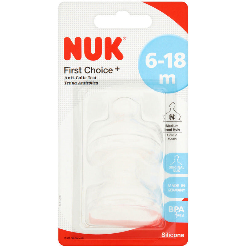 NUK Silicone Teat x2-Size 2-Medium Hole