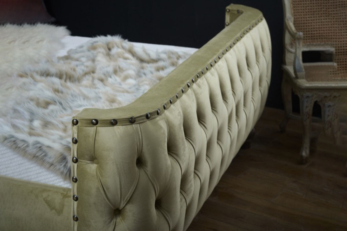 Olympia Olive Green Fabric Bed Frame