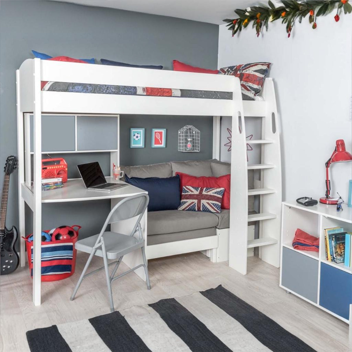 Highsleeper, Sofa, Fixed Desk, Hutch Sofa Grey Choose Door Colour  (1 Pair)