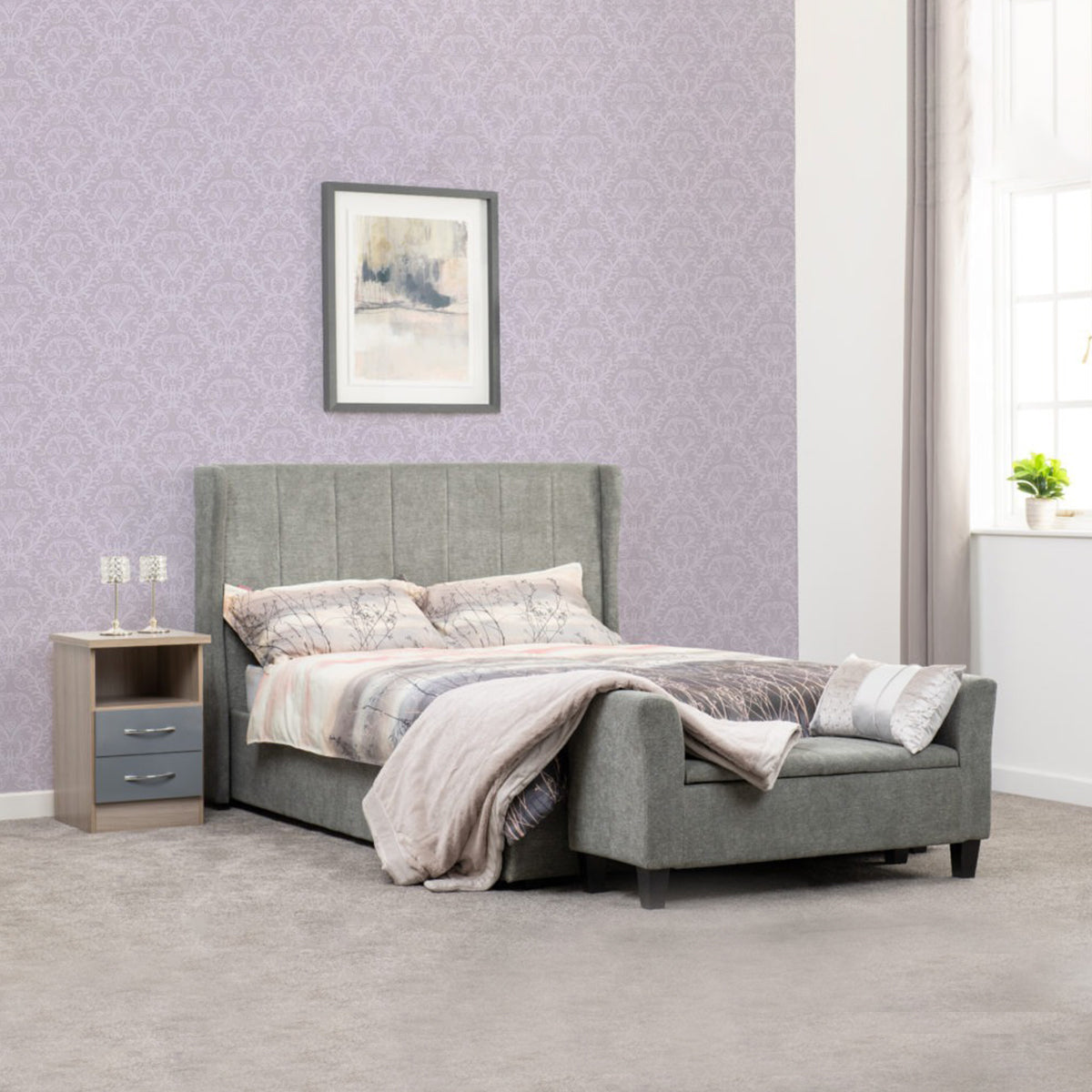 Amelia Plus 5FT Storage Bed - Dark Grey Fabric