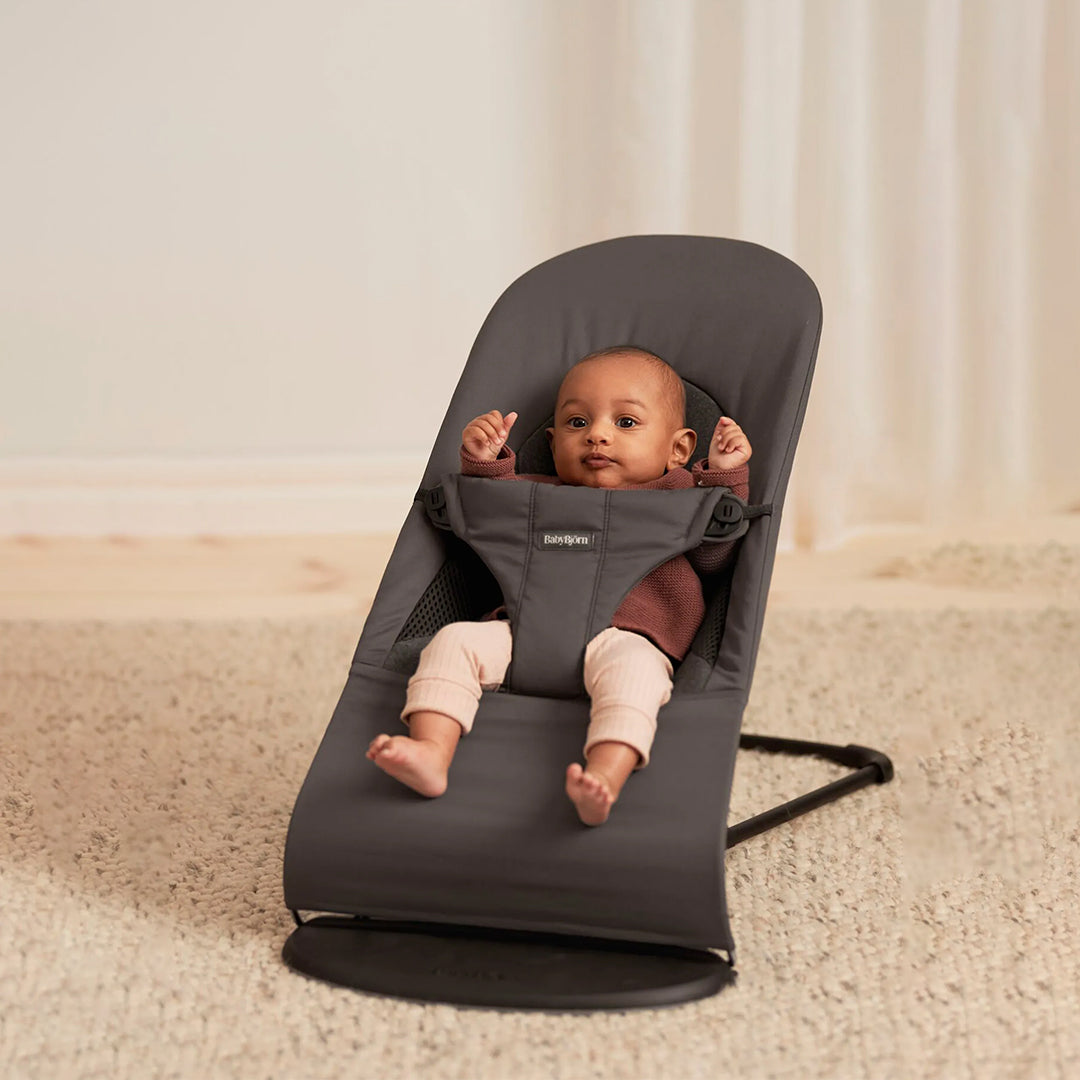 BabyBjörn Baby Bouncers Balance Soft- Woven/Jersey Tri Fabric, Dark Grey