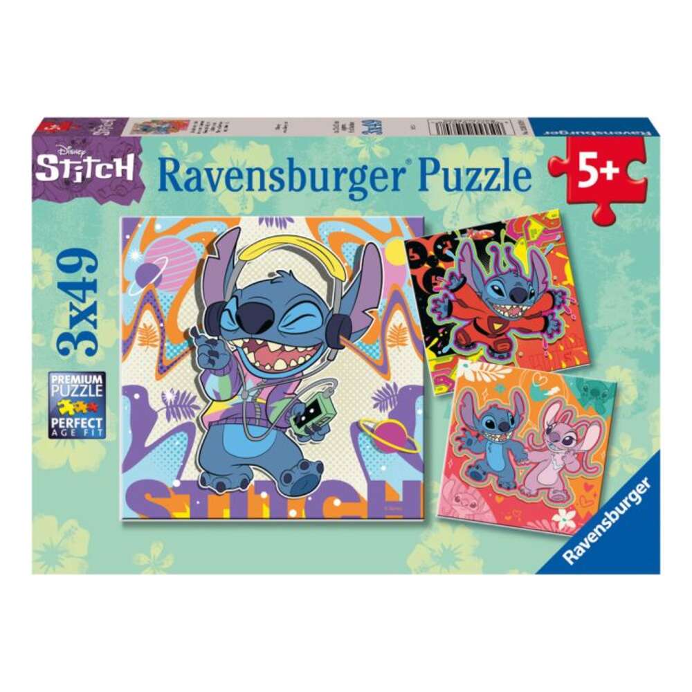Disney Stitch 49 Piece Jigsaw Puzzle 3 Pack