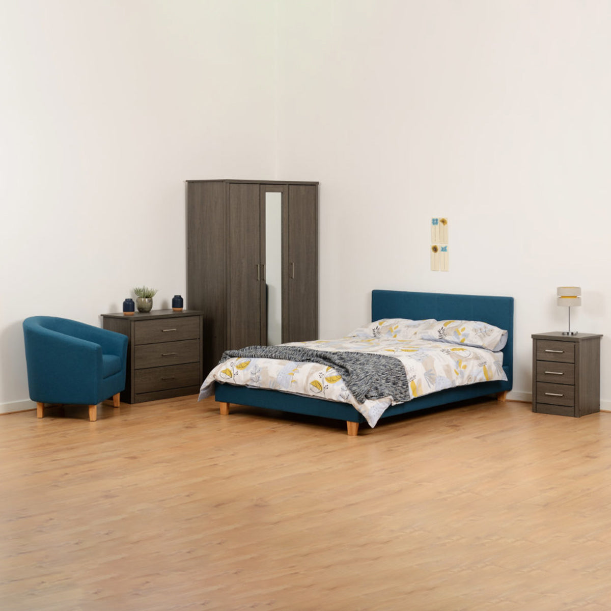 Prado 4FT6 Bed - Petrol Blue Fabric