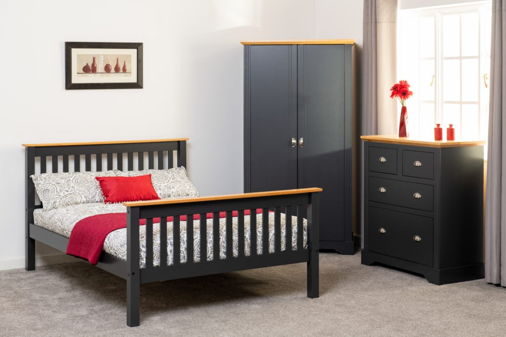 Monaco 5FT Bed High Foot End - Grey/Oak Effect