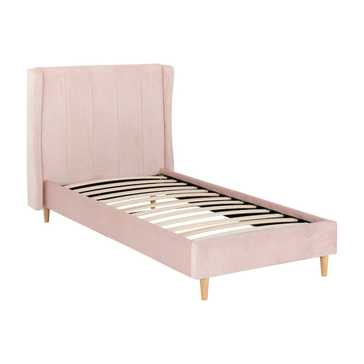 Amelia 3FT Bed - Pink Velvet Fabric