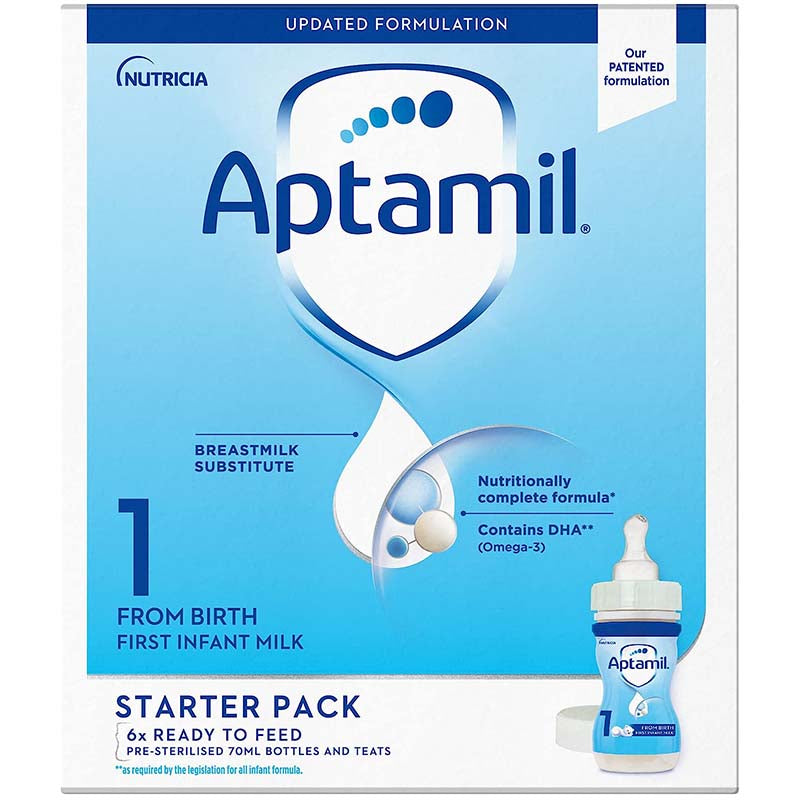 Aptamil 1 First Formula Baby Milk Liquid from Birth Multipack 6 x 200ml