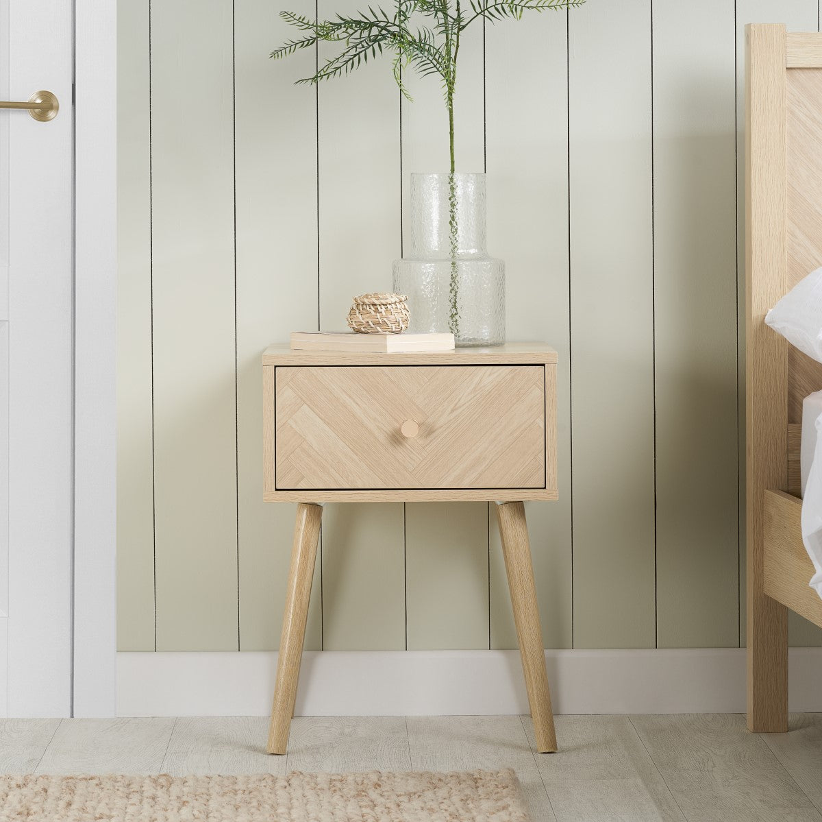 Herringford 1 Drawer Bedside Oak