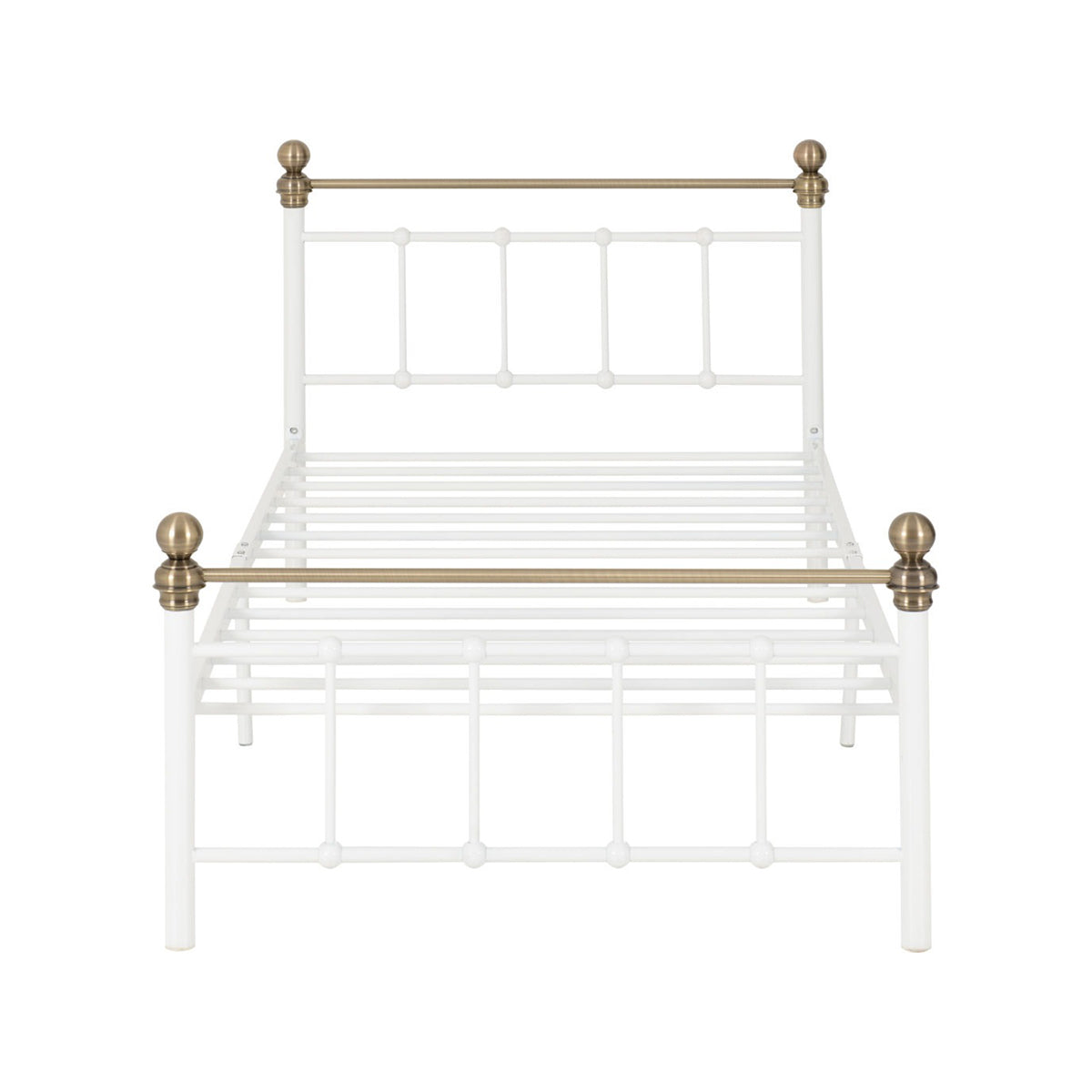 Marlborough 3FT Bed - White/Antique Brass