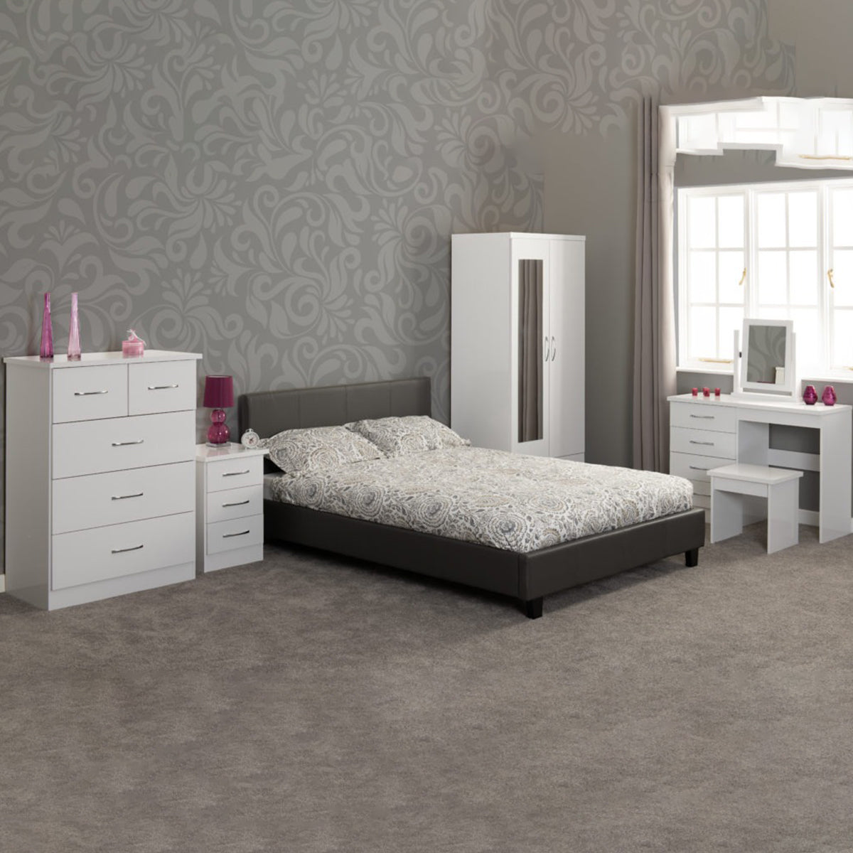 Prado 5FT Bed - Grey Faux Leather