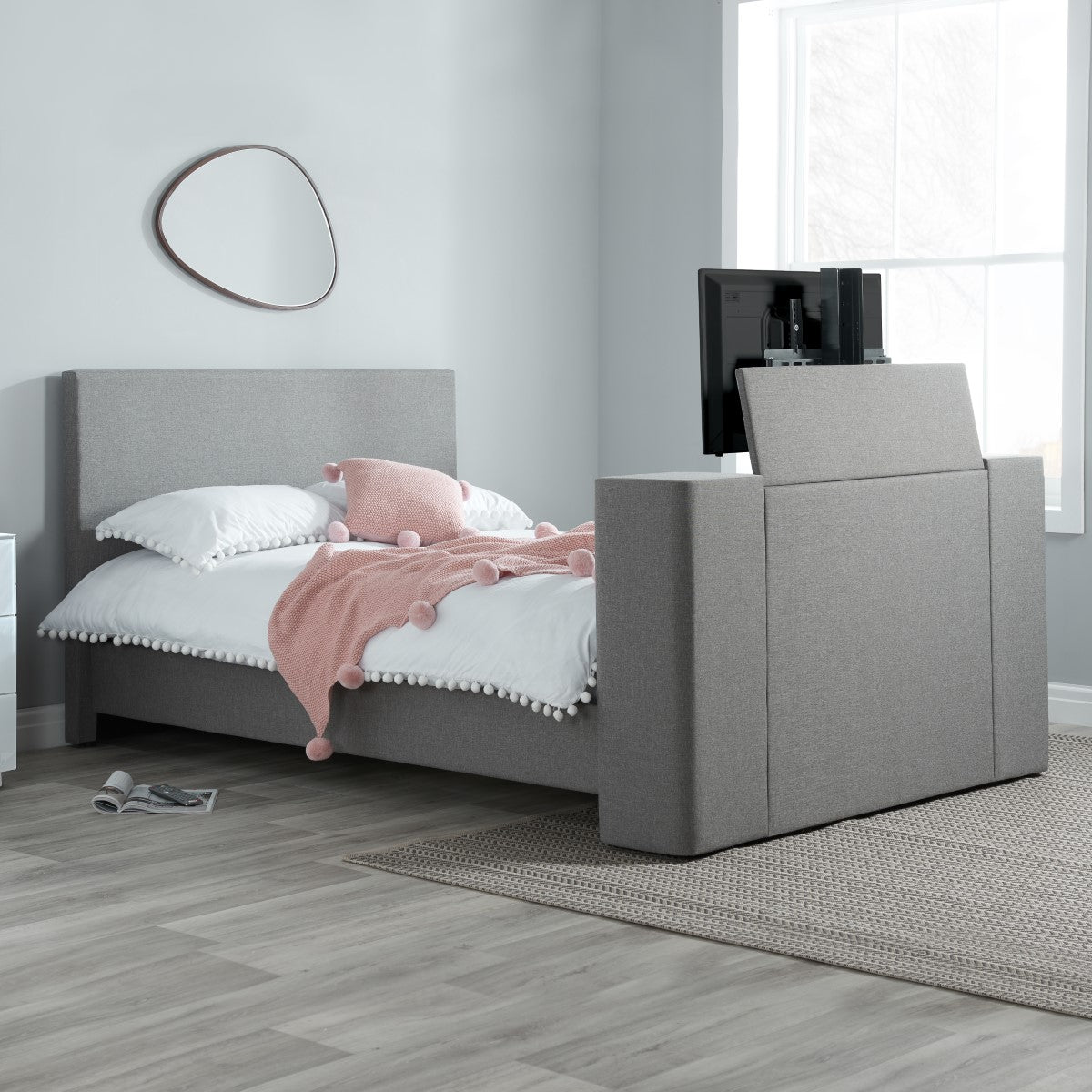 Plaza Fabric Tv Bed Grey