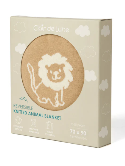 Clair De Lune Reversible Lion Knitted Blanket [EX-DISPLAY]