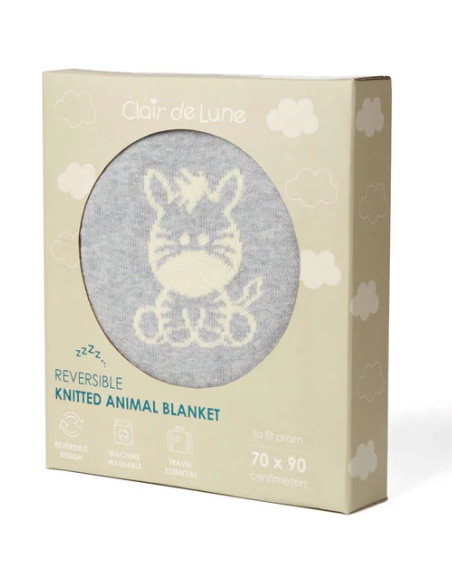 Clair De Lune Reversible Zebra Knitted Blanket [EX-DISPLAY]