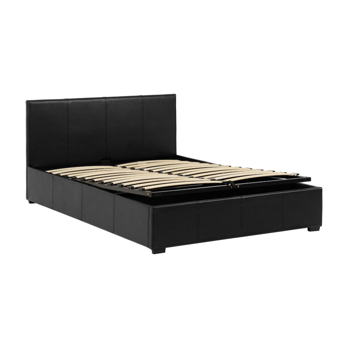 Waverley 4FT Storage Bed - Black Faux Leather