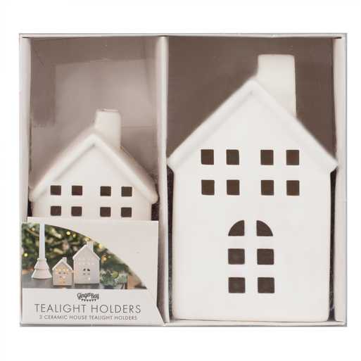 White Ceramic House Tealight Holders Babyfair Ltd