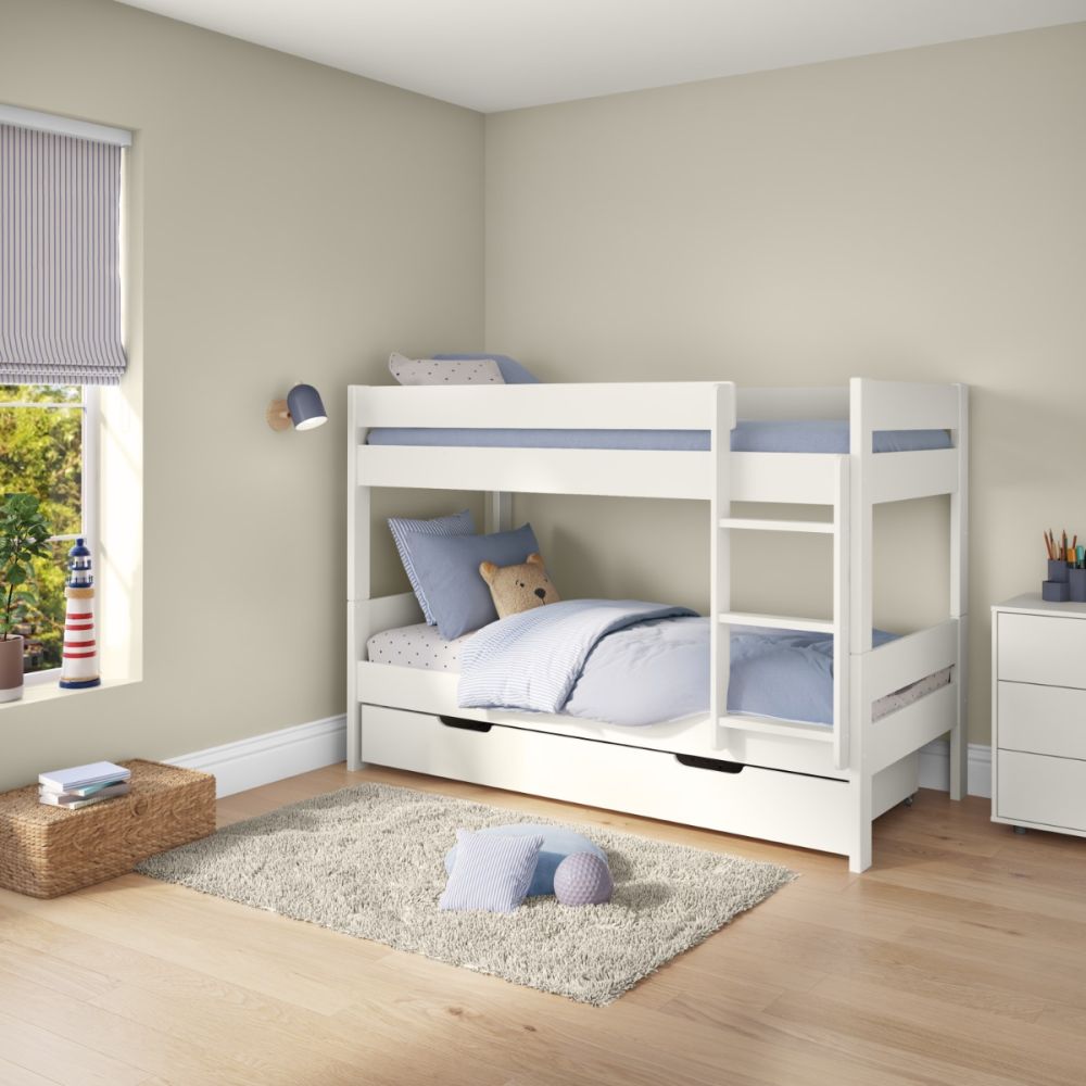 Compact Bunk Bed With Trundle Drawer White