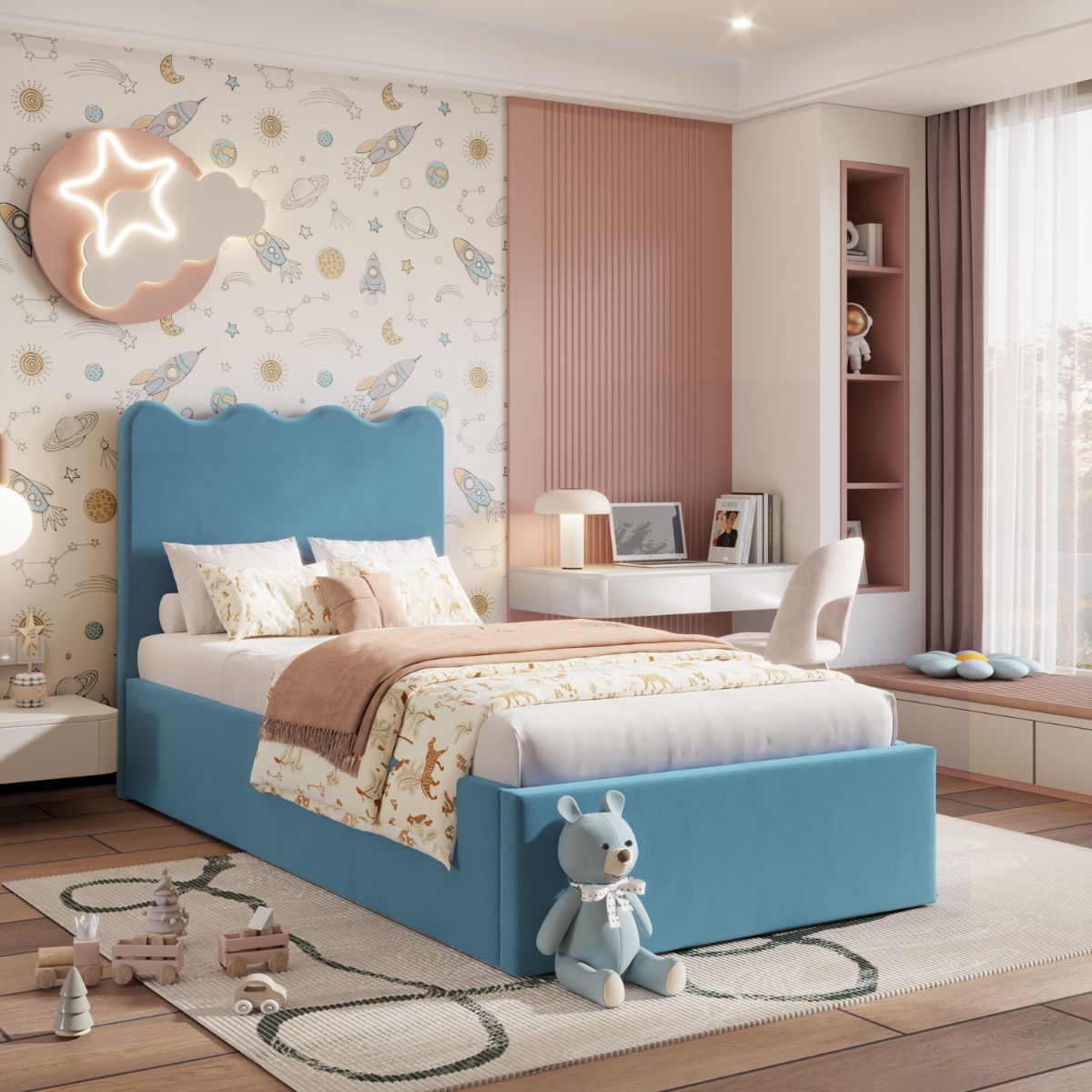 Elara Ottoman Kids Bed Baby Blue