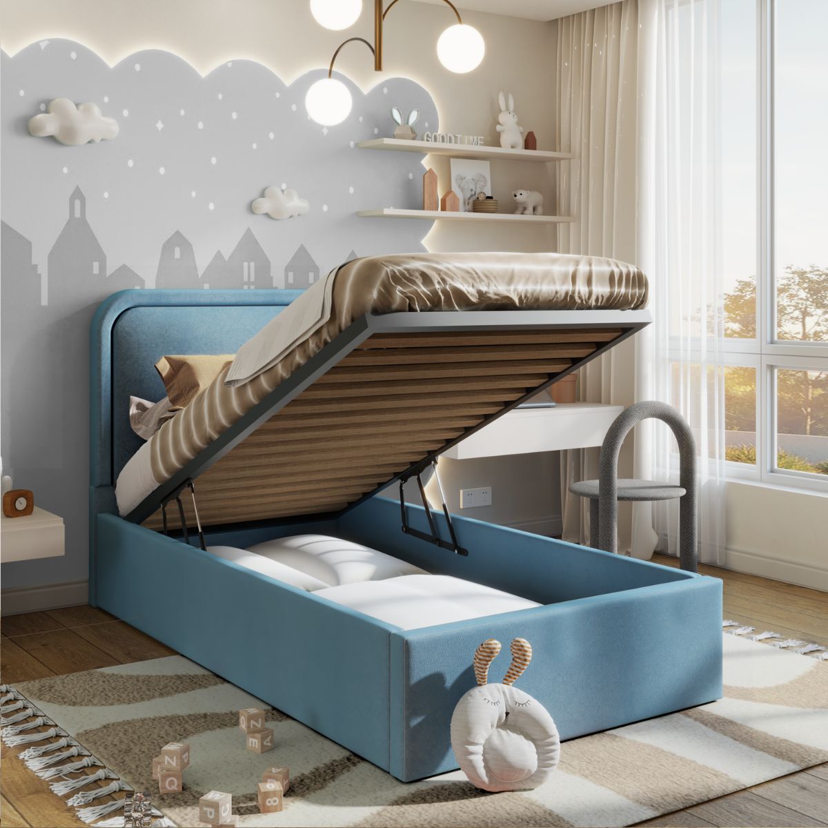 Elsie Ottoman Kids Bed Baby Blue