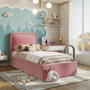 Elsie Ottoman Kids Bed Pink Velvet