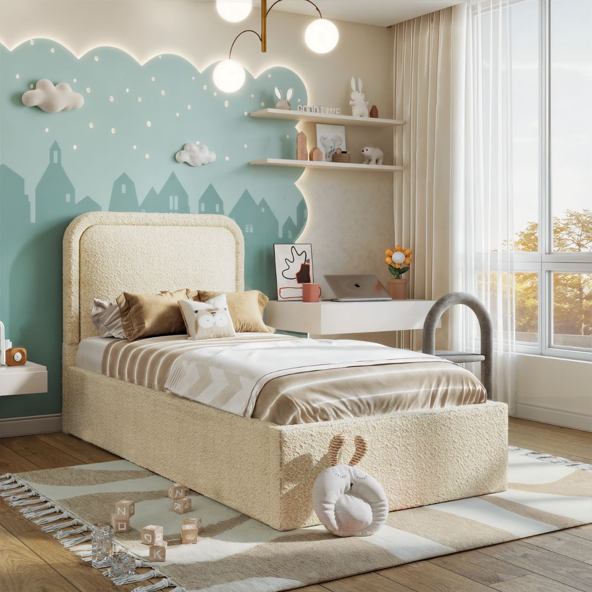 Single (3ft) / Ivory Boucle