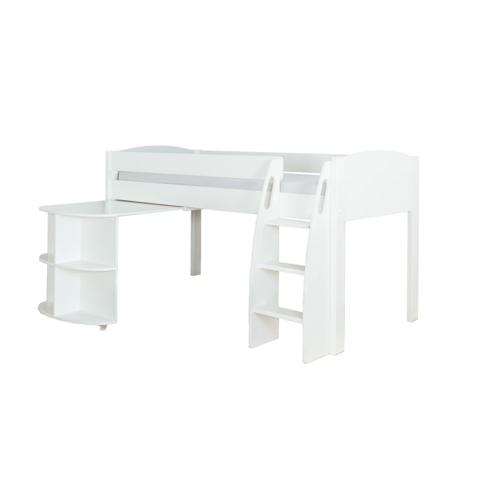 Stompa UNOS Midsleeper White + Pull Out Desk