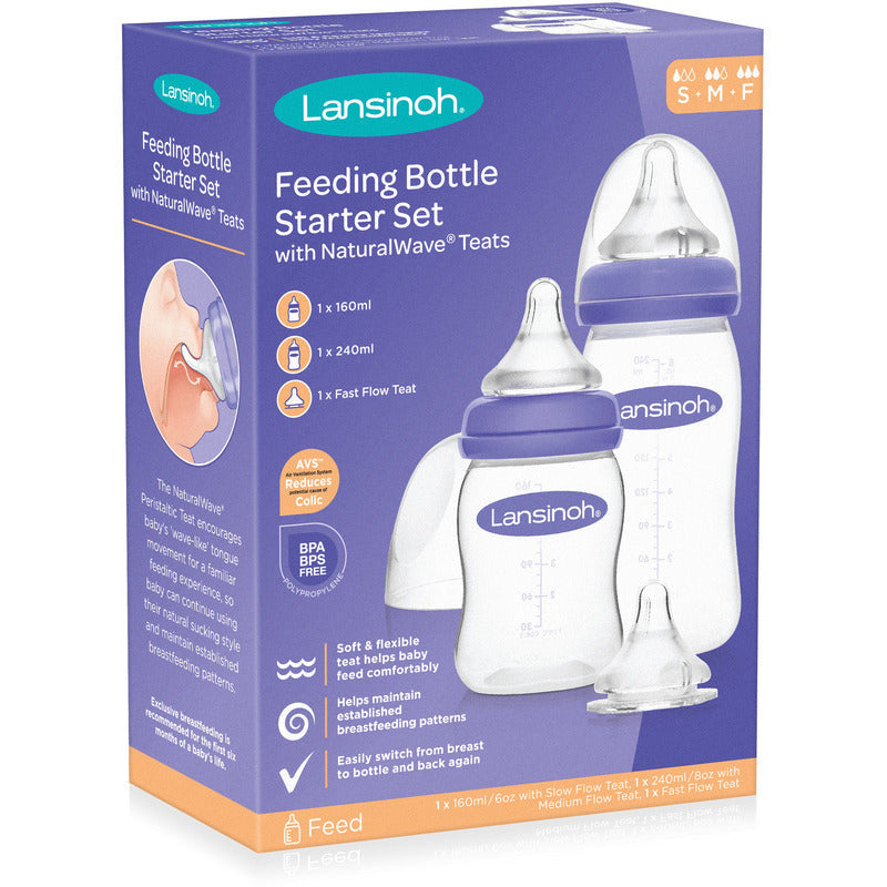 Lansinoh NaturalWave Feeding Bottle 240 ml + Teat Medium Feeding, 1 piece